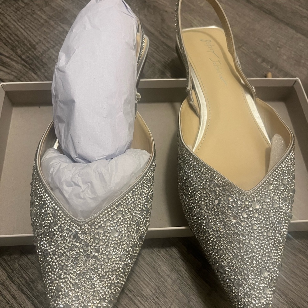Betsey Johnson Elegant Silver Embellished Women's pointed flats